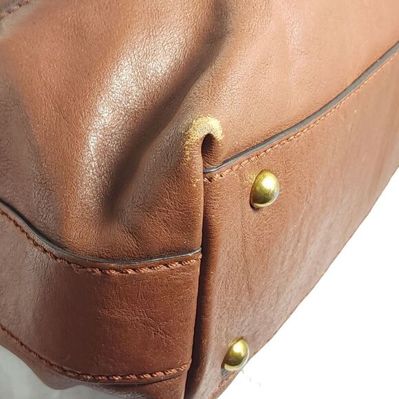 Frye Cognac Brown Leather Xtra Large Ring Tote Bag Purse Handbag - Picture 13 of 16